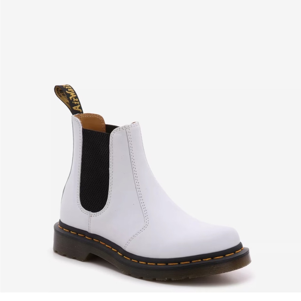 Dr. Martens Chelsea White Leather Ankle Boots